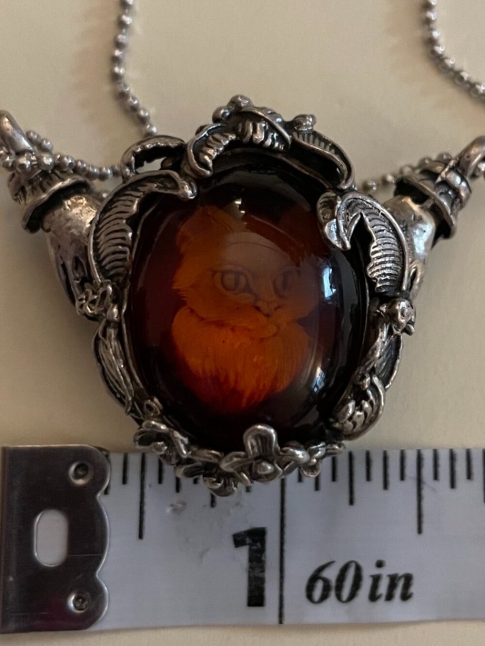 Vintage Sterling Silver Handmade OOAK Cat Pendant Necklace Bob Stringer Y2K $575